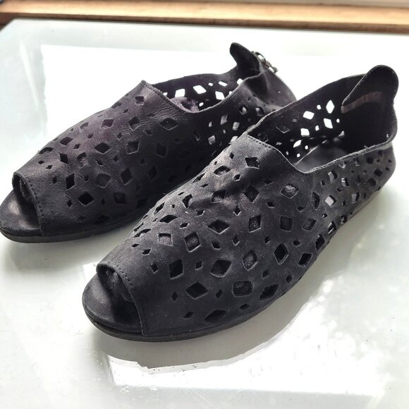 Arche Nirick Black Nubuck Suede Shoes Cutout Design Size 40/US 9 - Picture 3 of 9
